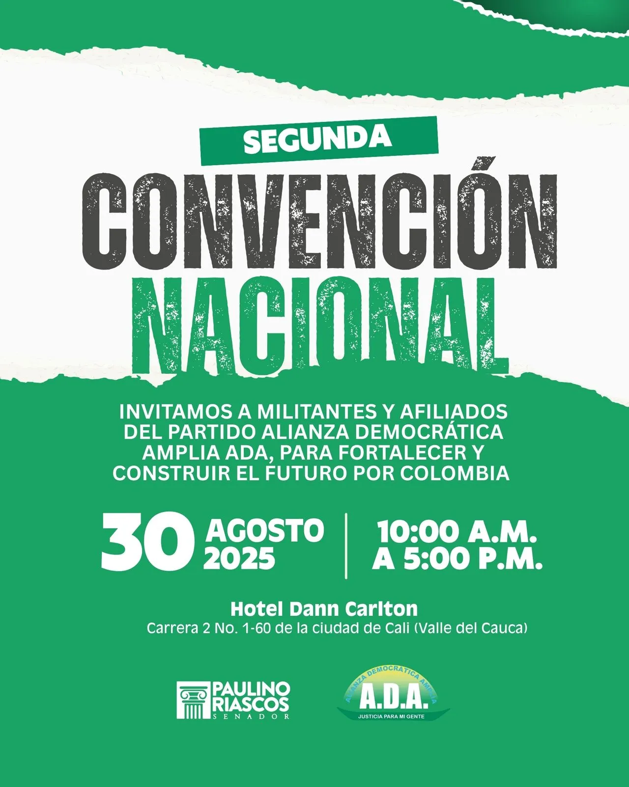 Convocatoria Segunda Convención Nacional Ordinaria del Partido ADA